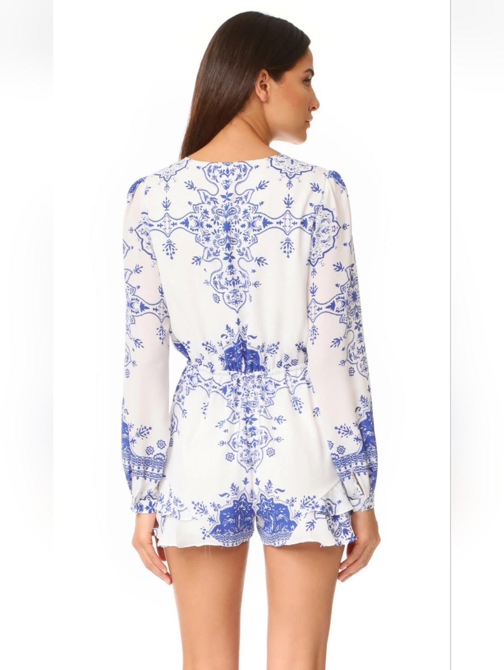 Lovers + Friends Spring Blossom Romper Blue And White Size Small New - Picture 2 of 9